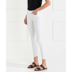 NWT Mother Denim The Looker Ankle Fray Skinny in Glass Slipper White 24, 26 $198